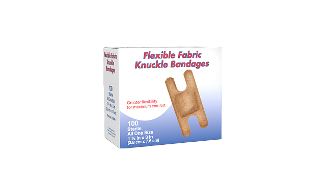 1 1/2" X 3" Knuckle Flexible Fabric Adhesive Bandages  (100 Per Box)
