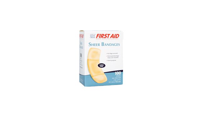 2" X 4" X Large Sheer Adhesive Bandages  (100 Per Box)